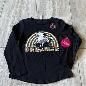 Ponytails Medium (10-12)Black has pony infront of shirt,long sleeves for girls